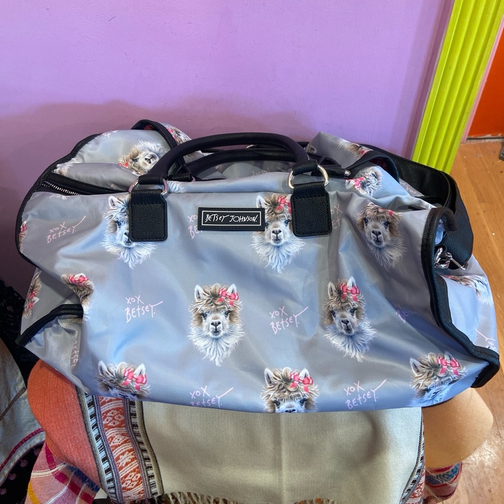 Betsey Johnson Llama Duffel Bag with coin purse attachment